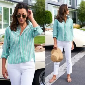 NEW Frank & Eileen Silvio Striped Button-Up Shirt Preppy Green Red Size Large